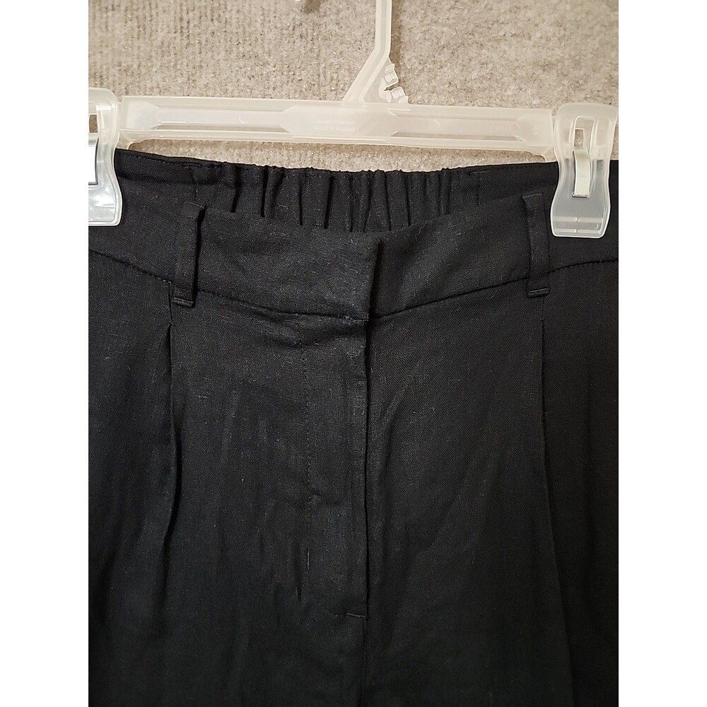 Old Navy Taylor Wide Leg Trouser Pants Women L Black Linen Blend Pleated NEW - Picture 4 of 9